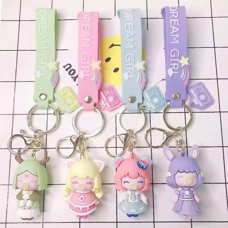 3D Soft pvc Keychains Wholesale 3D Cartoon Rabbit Anime Rubber key chain accessories custom keychain Gift