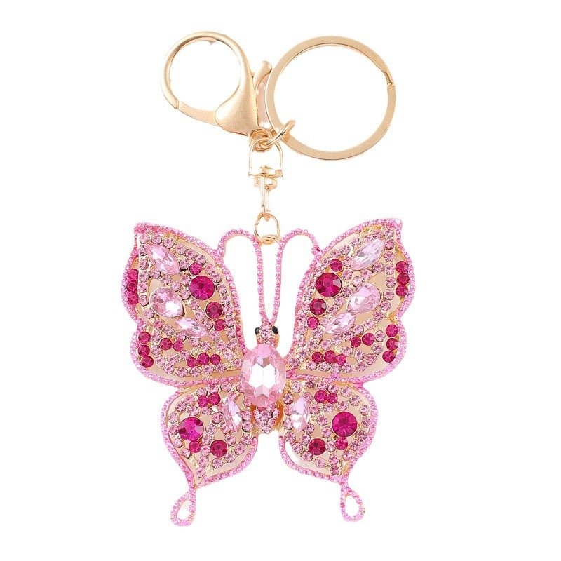 Hot Sale Colorful Hollow Diamond Butterfly Key Chain Pendant Fashion Metal Keyring For Decoration