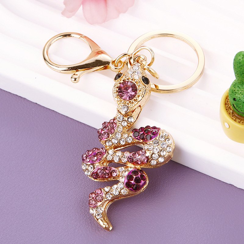 2025 snake year Metal Rhinestone animal key chain Snake keyring bag charm gift promotion Keychain Snake Keychain