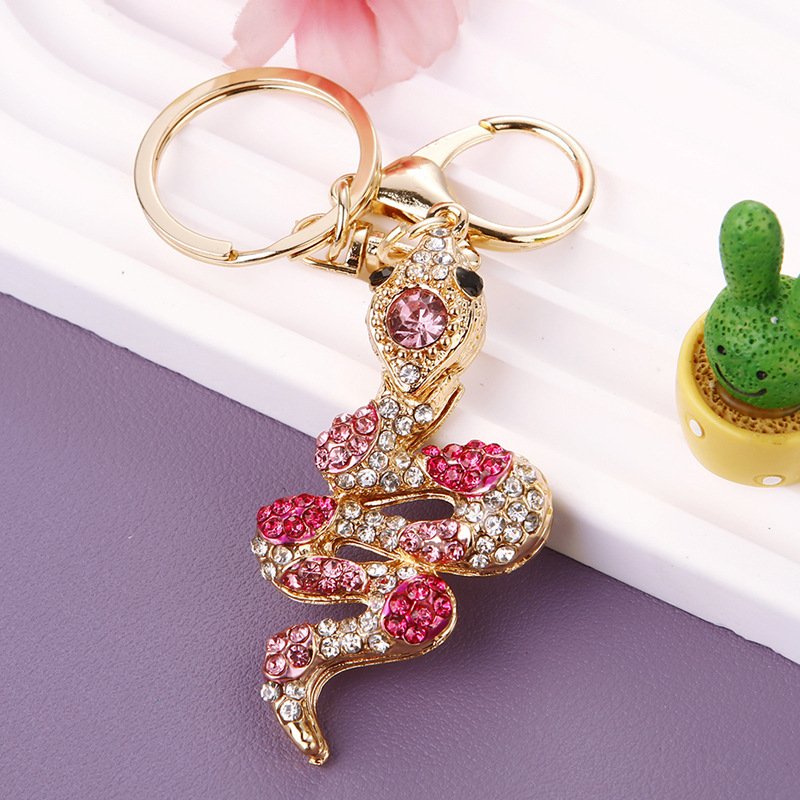 2025 snake year Metal Rhinestone animal key chain Snake keyring bag charm gift promotion Keychain Snake Keychain