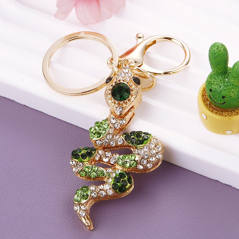 2025 snake year Metal Rhinestone animal key chain Snake keyring bag charm gift promotion Keychain Snake Keychain