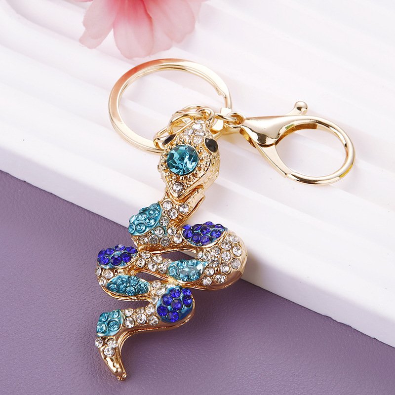 2025 snake year Metal Rhinestone animal key chain Snake keyring bag charm gift promotion Keychain Snake Keychain