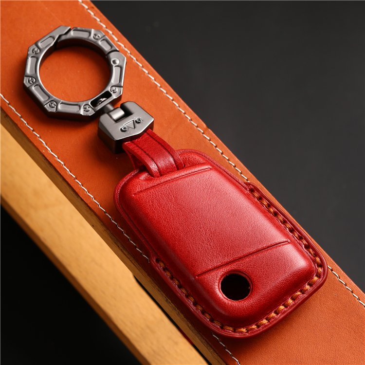 Handmade Genuine Leather Car Key Case Cover for Volkswagen Tiguan Atlas Jetta Passat Golf Alltrack Smart Remote Control Key Case