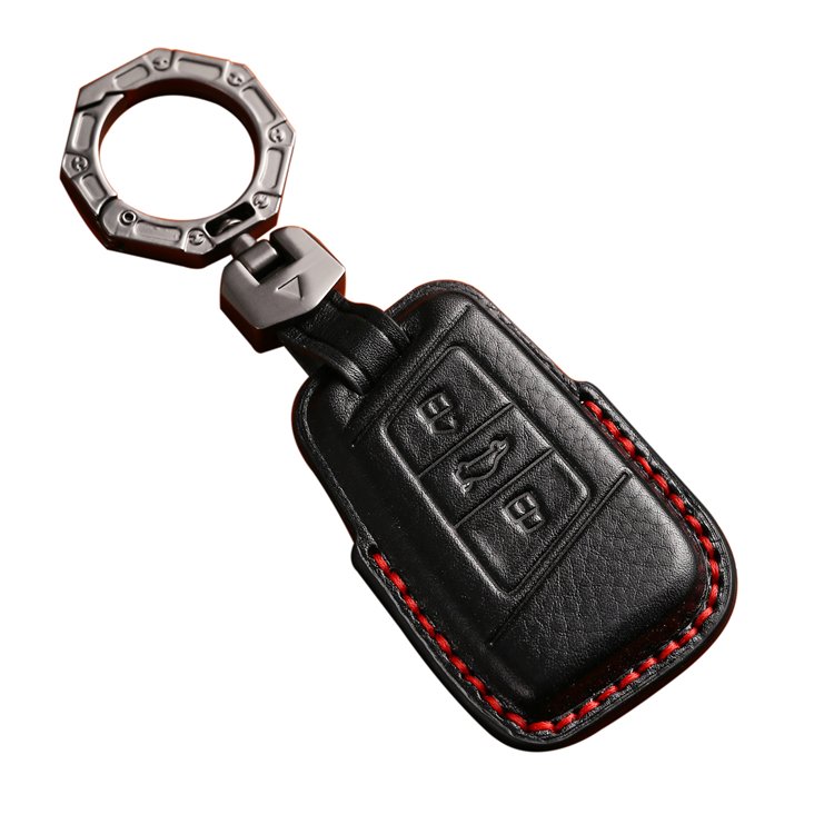 Handmade Genuine Leather Car Key Case Cover for Volkswagen Tiguan Atlas Jetta Passat Golf Alltrack Smart Remote Control Key Case