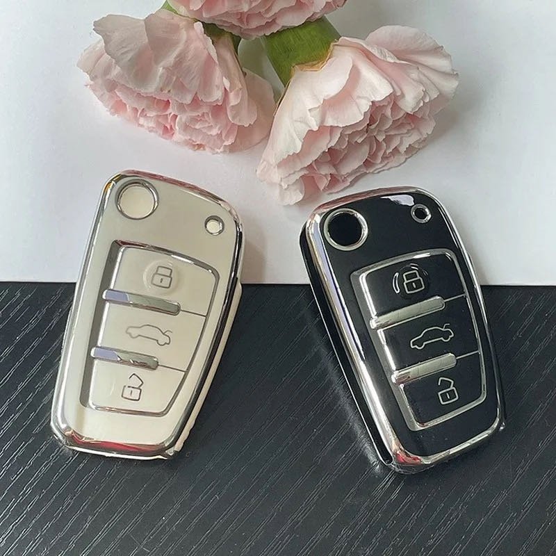 New Soft TPU Car Flip Key Case Cover Shell Fob for Audi A1 A3 A6 A6L Q2 Q3 Q7 TTS R8 S6 RS3 Protector Keychain Auto Accessories