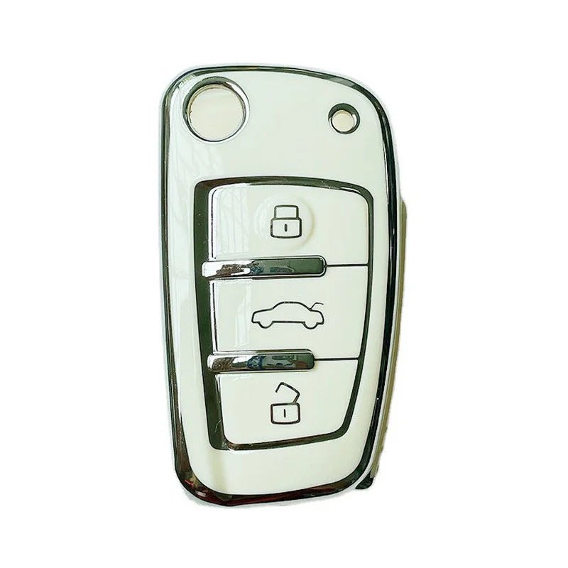 New Soft TPU Car Flip Key Case Cover Shell Fob for Audi A1 A3 A6 A6L Q2 Q3 Q7 TTS R8 S6 RS3 Protector Keychain Auto Accessories