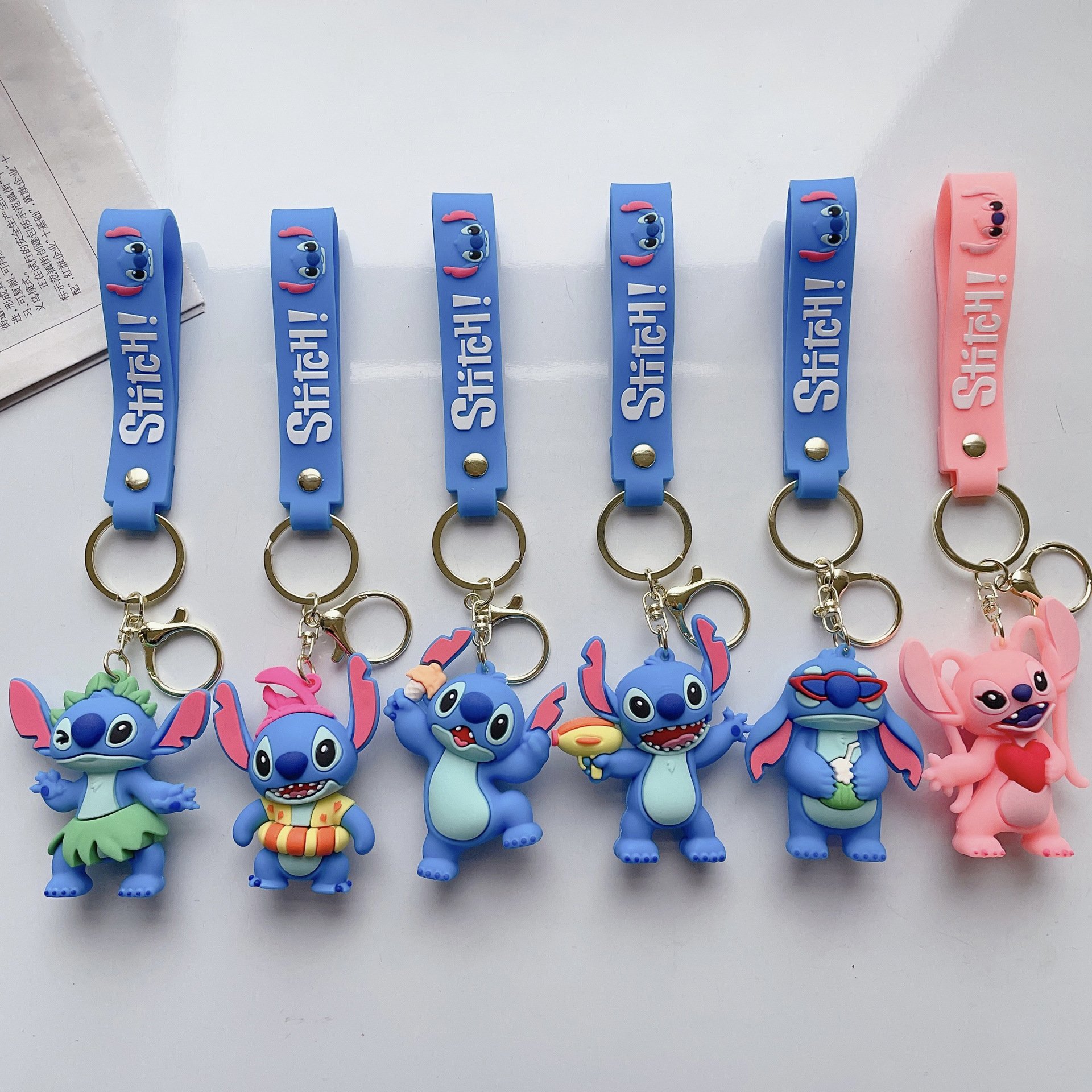 New Arrival Creative Design 3D Cartoon Toy Keychain Backpack Pendant Car Key Accessories Stitch Key Chain