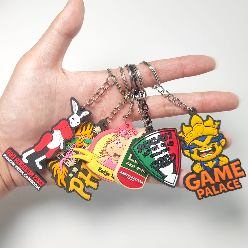 Wholesale Injection Molding Promotional Custom Logo Double Side 2D 3D Soft Pvc Brand Key Chain Gift