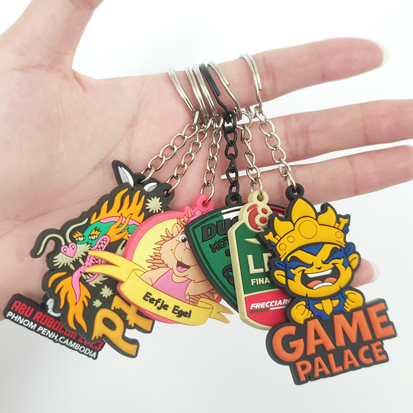 Wholesale Injection Molding Promotional Custom Logo Double Side 2D 3D Soft Pvc Brand Key Chain Gift