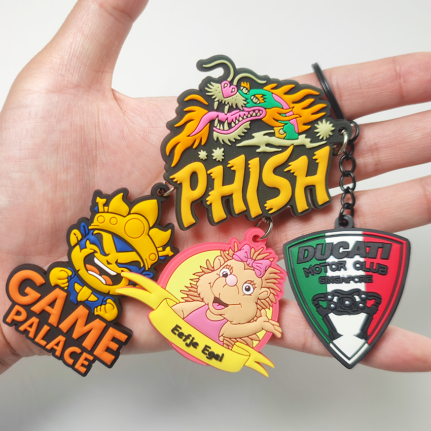 Wholesale Injection Molding Promotional Custom Logo Double Side 2D 3D Soft Pvc Brand Key Chain Gift