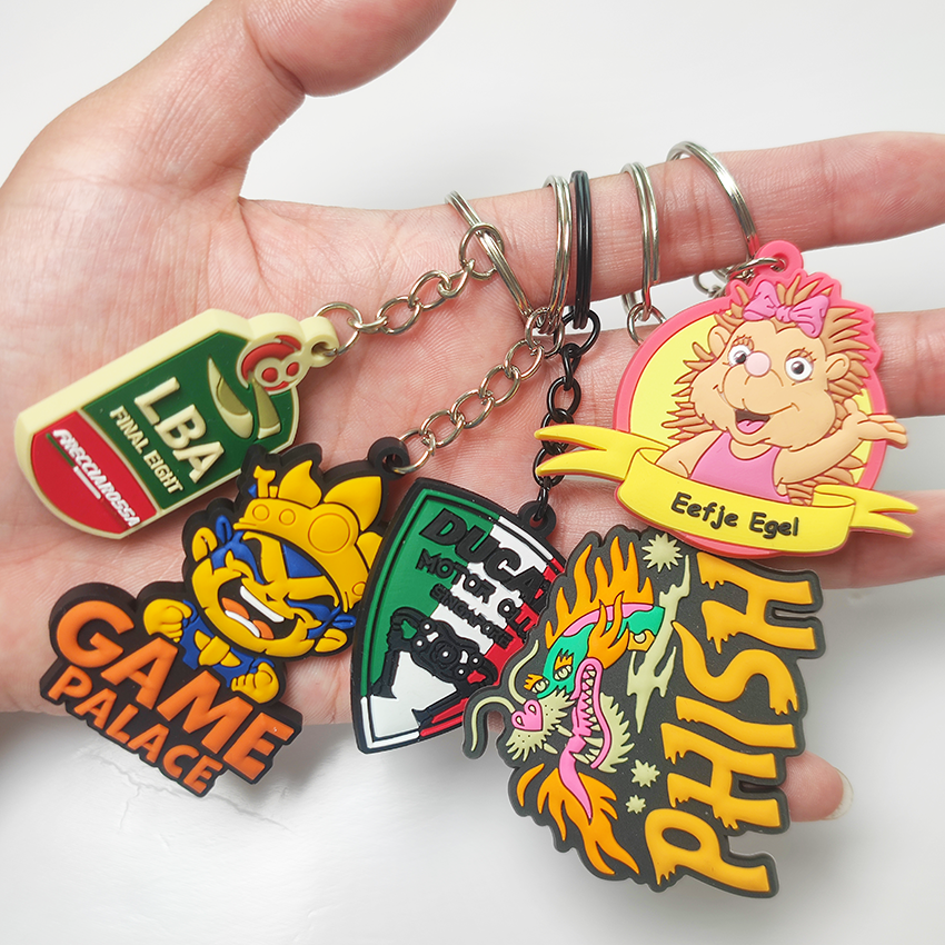 Wholesale Injection Molding Promotional Custom Logo Double Side 2D 3D Soft Pvc Brand Key Chain Gift