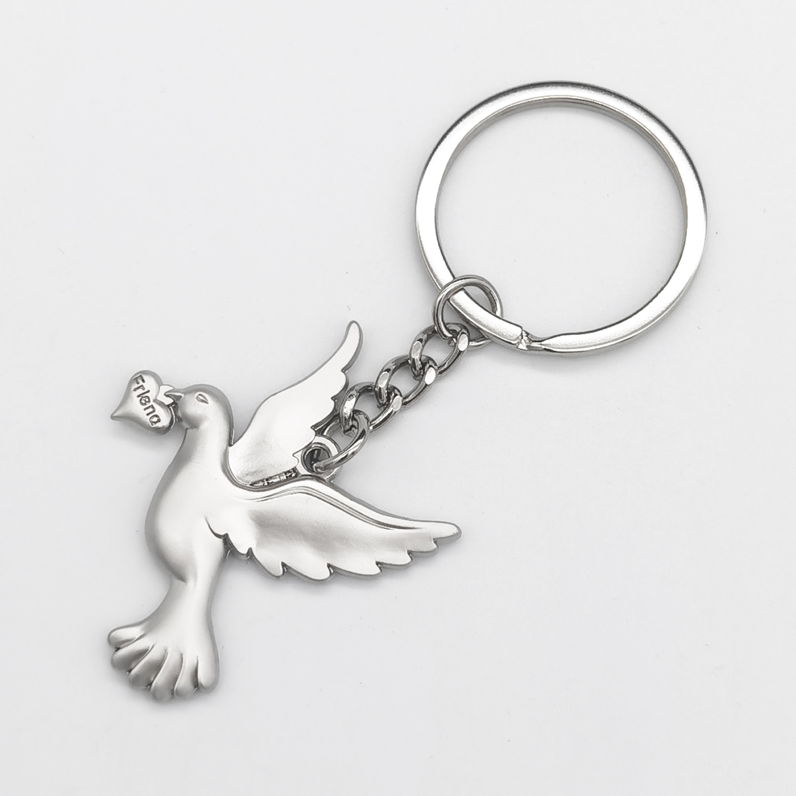 Small Pigeon Ornament Accessories Necklace Pendant Car Pendant Key Chain Ring Peace Dove Shaped Metal keychain