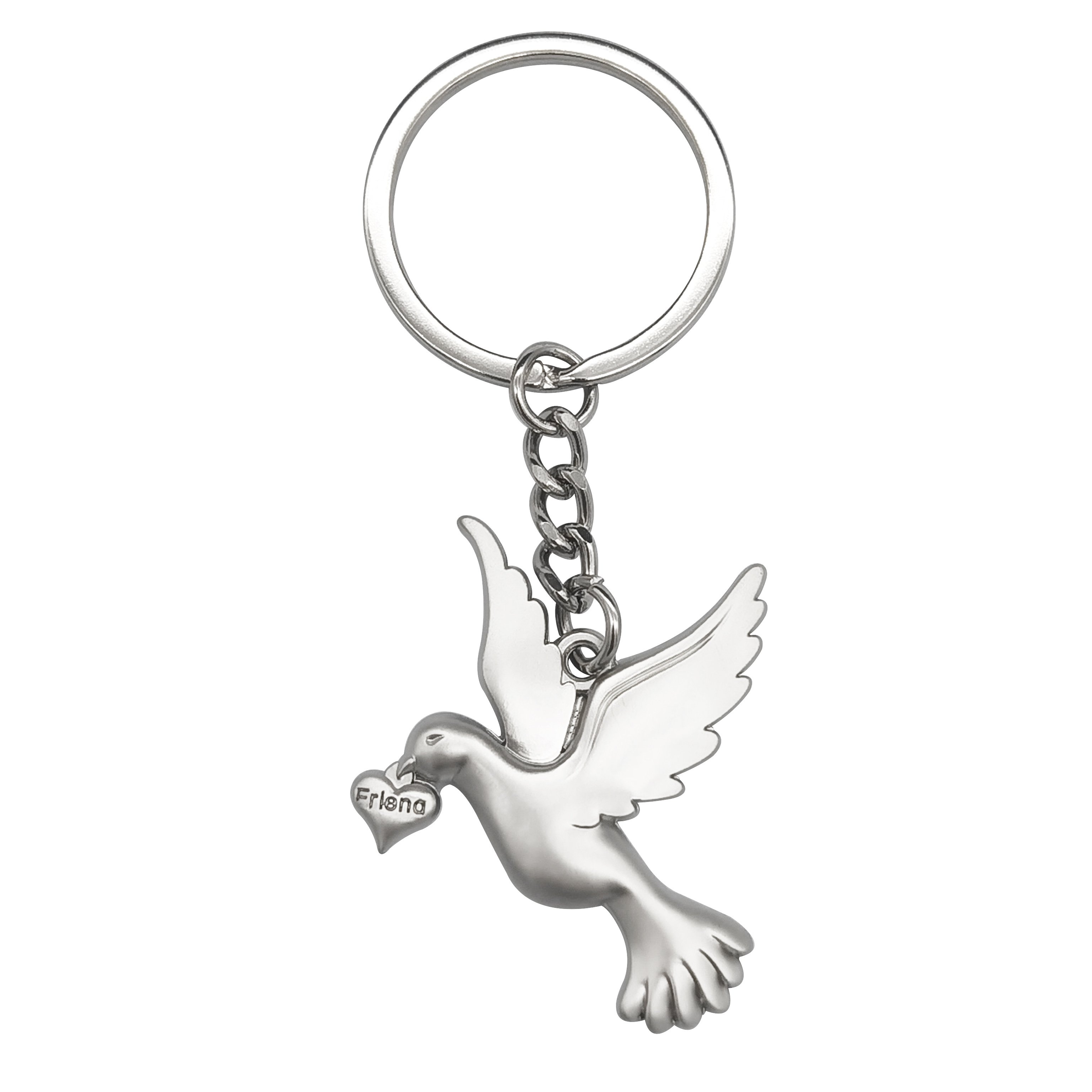 Small Pigeon Ornament Accessories Necklace Pendant Car Pendant Key Chain Ring Peace Dove Shaped Metal keychain