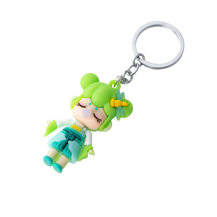 Supper KAWAI Girls Keychains 3d PVC Rubber Cute cartoon keychain Customized With wristband keychain accessories