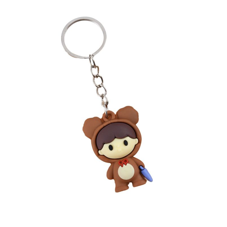 Supper KAWAI Girls Keychains 3d PVC Rubber Cute cartoon keychain Customized With wristband keychain accessories