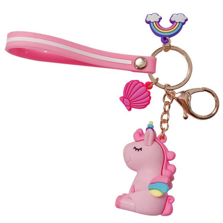 Supper KAWAI Girls Keychains 3d PVC Rubber Cute cartoon keychain Customized With wristband keychain accessories