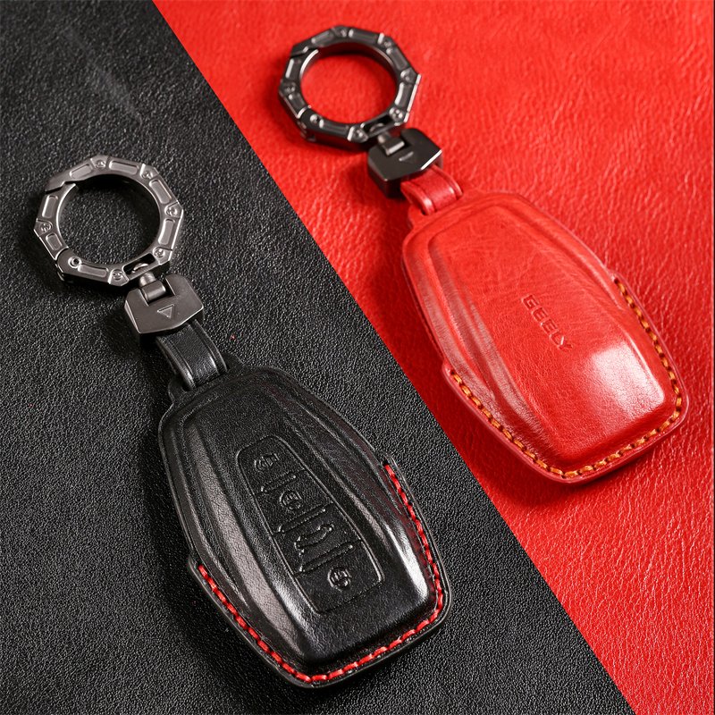 Genuine Leather Car Key Case Cover for Geely Binyue Boyue Borui accessories Keys Handmade Car key Shell
