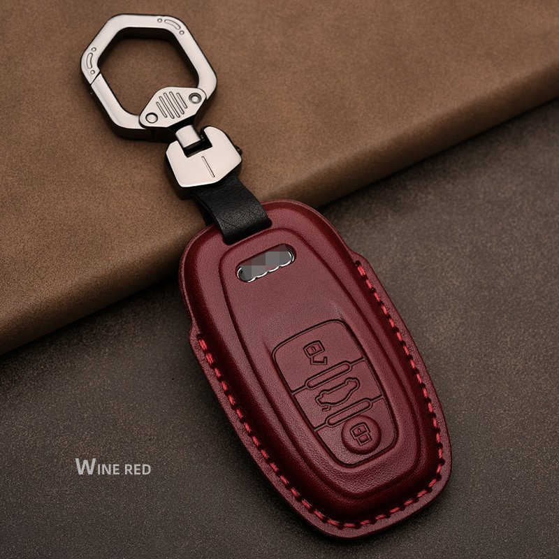 Suitable for Audi Car Key Accessories Leather Key Case Cover for A3 A4 B9 A6 C8 A7 S7 A8 D5 S8 Q7 Q8 SQ8 E-tron with Key Bag