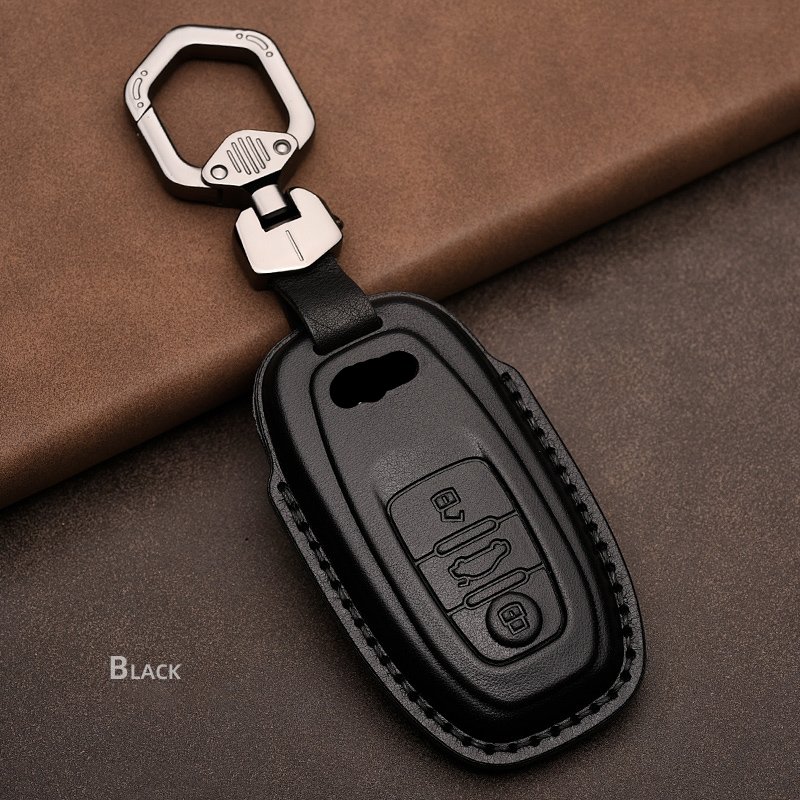 Suitable for Audi Car Key Accessories Leather Key Case Cover for A3 A4 B9 A6 C8 A7 S7 A8 D5 S8 Q7 Q8 SQ8 E-tron with Key Bag
