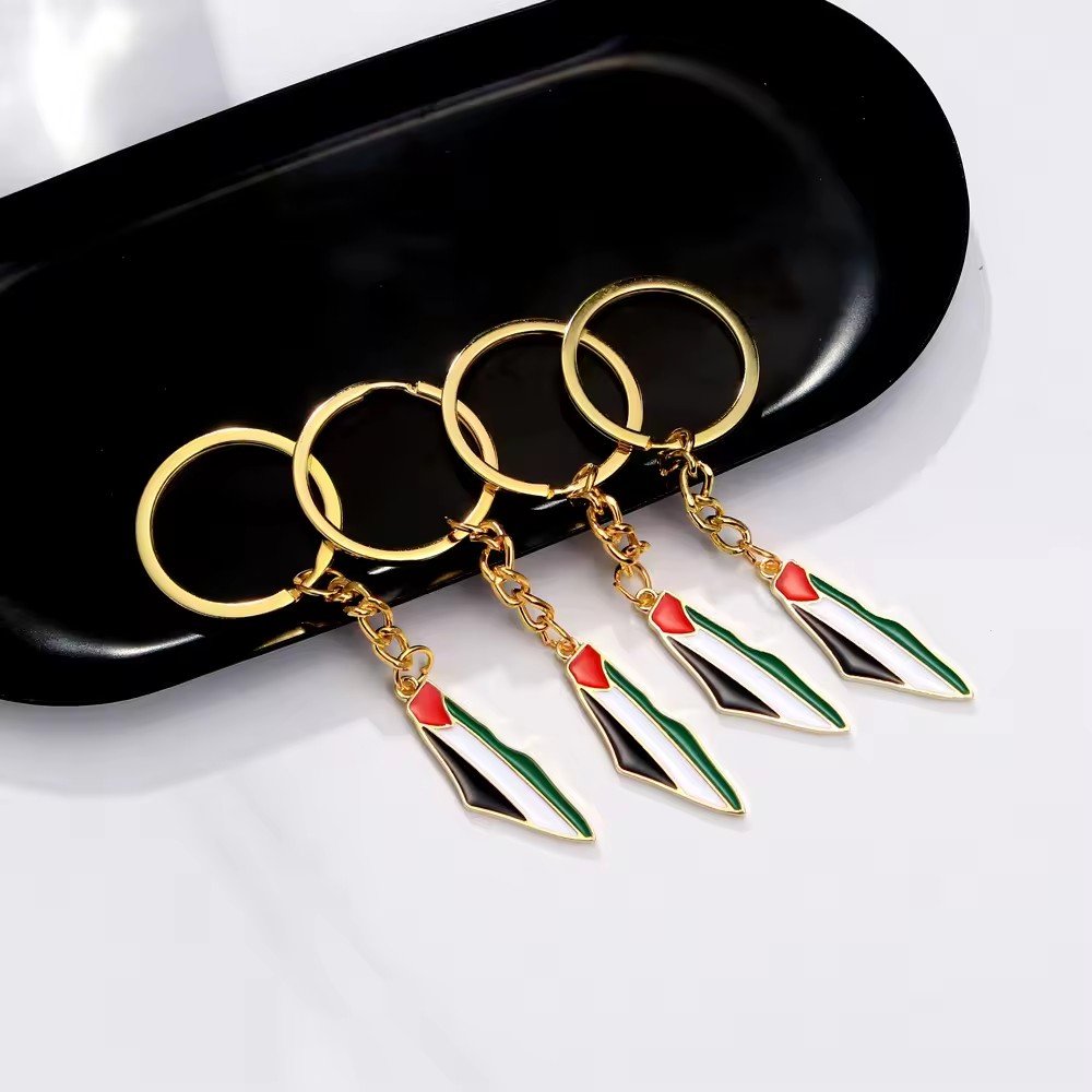 Factory Direct Palestine Israel Map Flag Keychain Pendant Decorative Metal Pendant Accessories For Men And Women