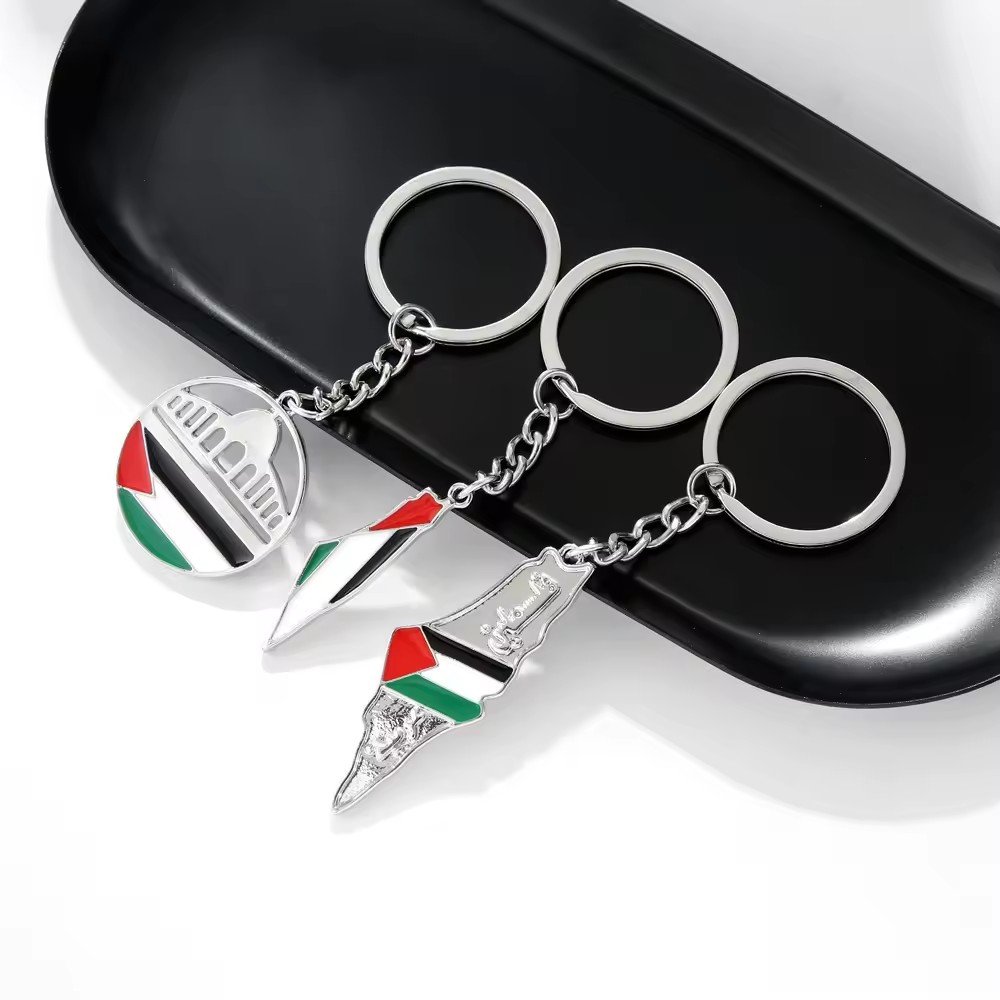 Factory Direct Palestine Israel Map Flag Keychain Pendant Decorative Metal Pendant Accessories For Men And Women