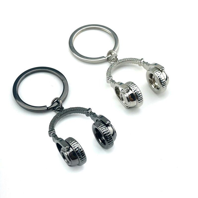Creative 3D alloy music earphone notes Piano violin keychain Men's pendant car key chain Girl's bag decoration gift wholesale