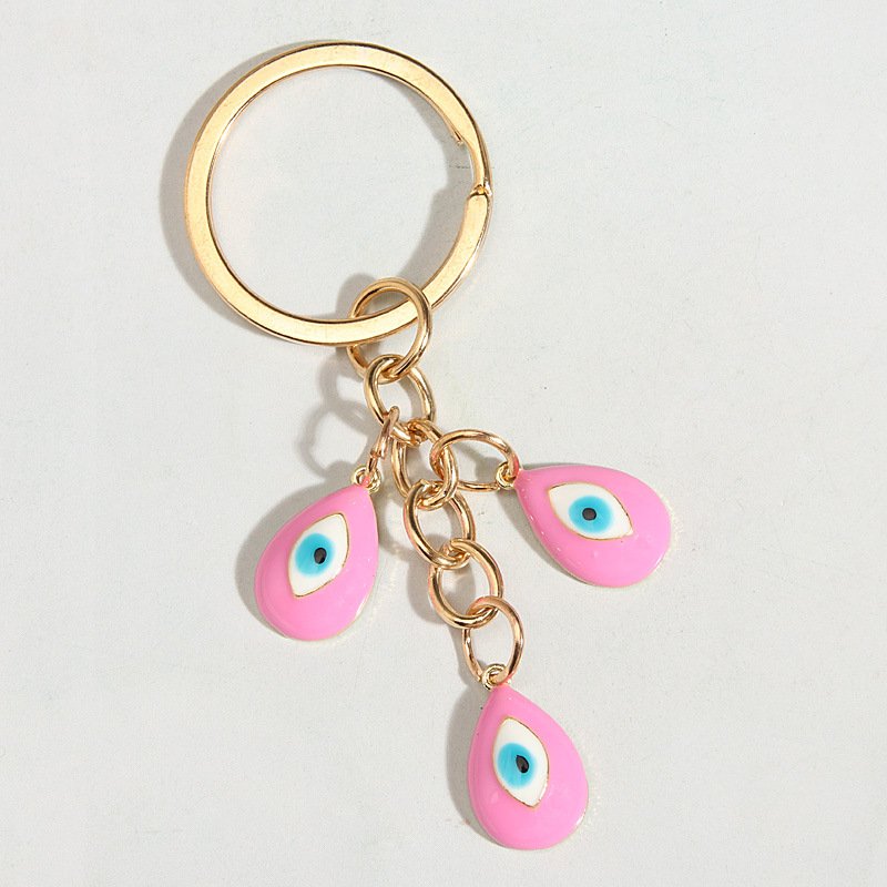 Metal Glass Greek Blue Turkish Nazar Evil Eye Keyring Keychain Circle Charm Amulet Decoration Car Key Accessories Chain