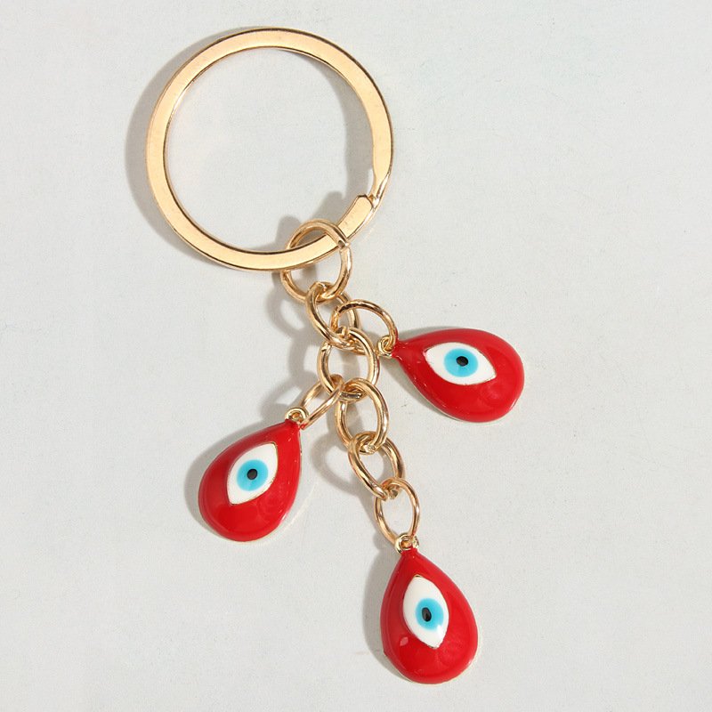 Metal Glass Greek Blue Turkish Nazar Evil Eye Keyring Keychain Circle Charm Amulet Decoration Car Key Accessories Chain