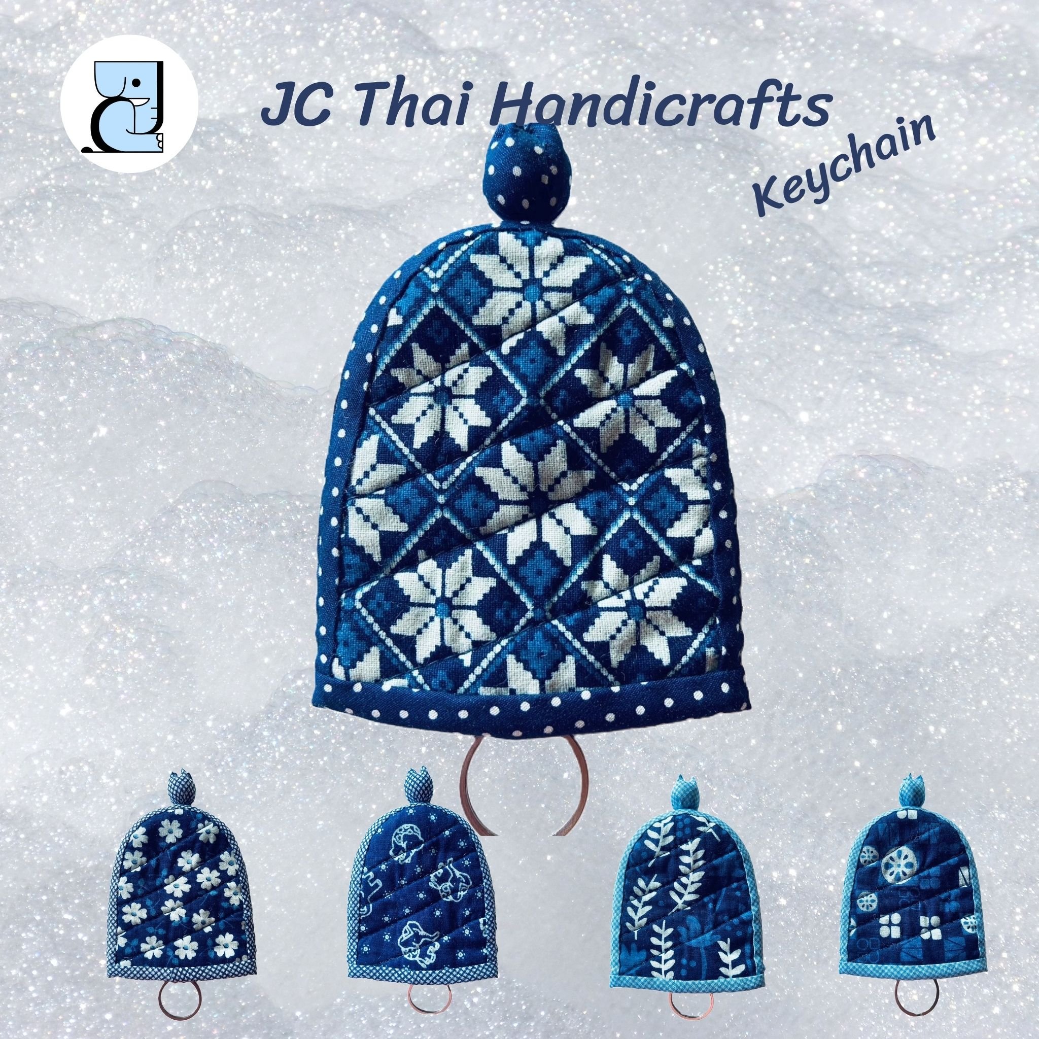 Handmade Eco-Friendly Indigo Tie-Dye Keychain Holder Christmas Gifts and Car Accessory Promotional Souvenirs