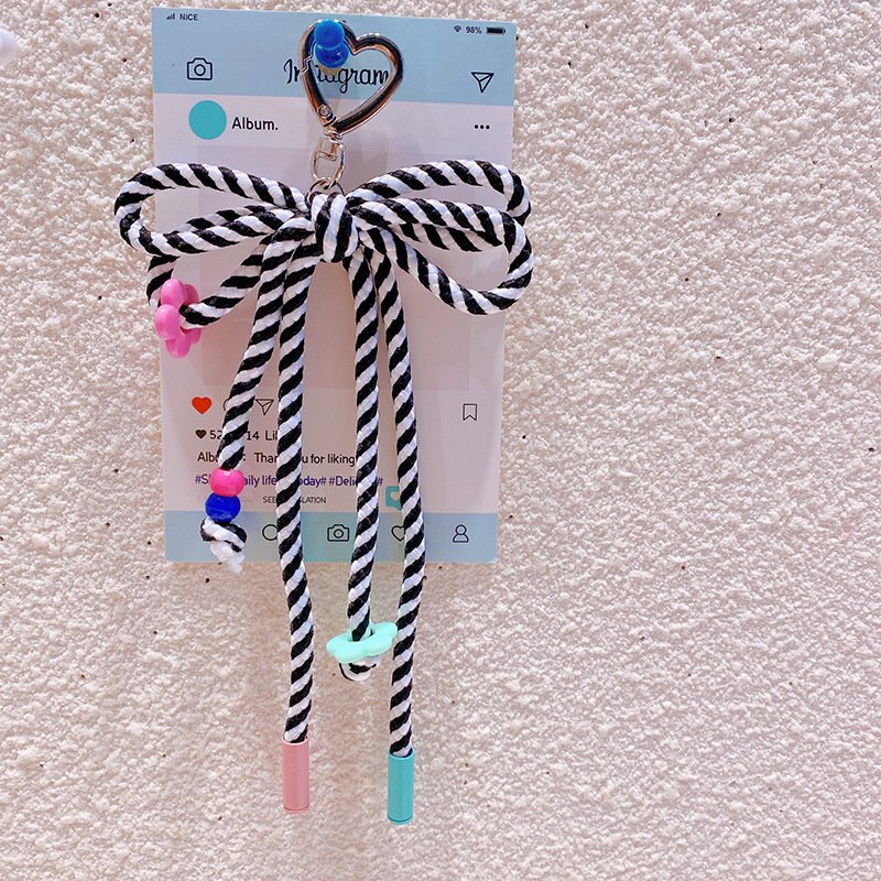 2024 New Korean Style Cute Heart Clasp Car Key Handmade Women Handbag Decorations Keyrings Customize Gifts Rope Bowknot Keychain