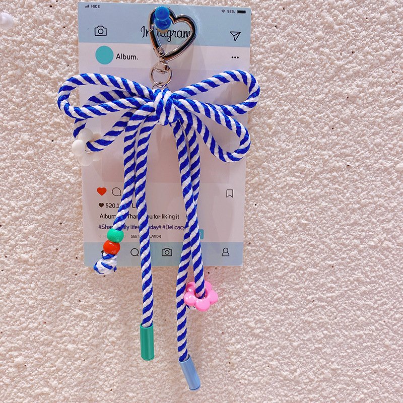 2024 New Korean Style Cute Heart Clasp Car Key Handmade Women Handbag Decorations Keyrings Customize Gifts Rope Bowknot Keychain