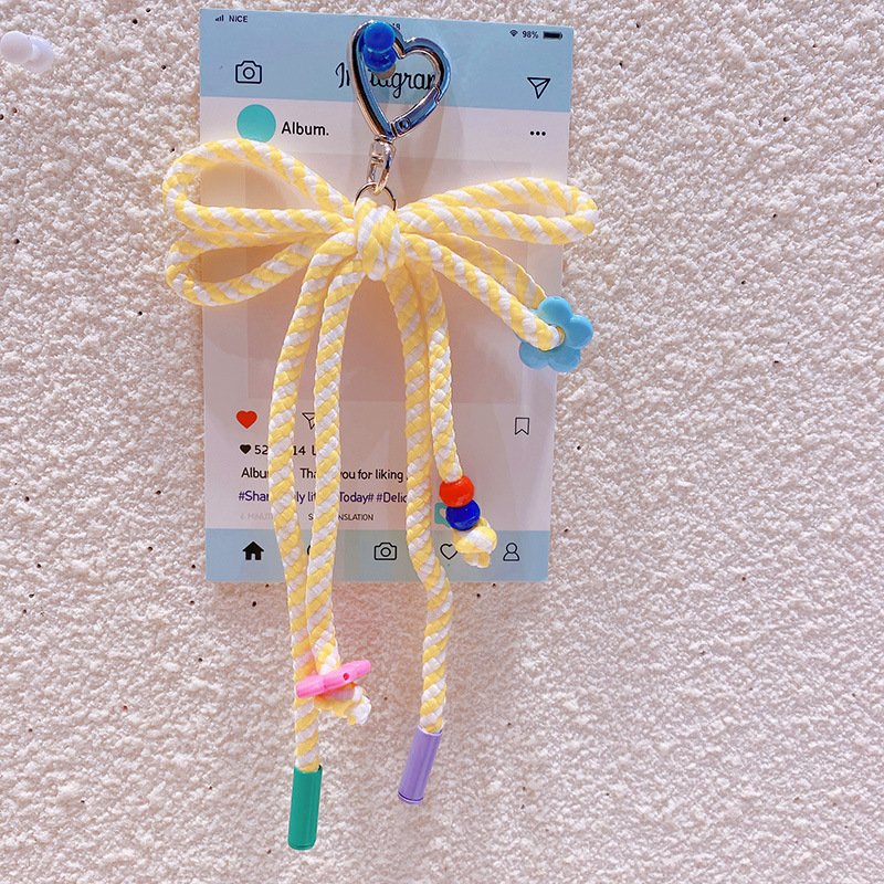 2024 New Korean Style Cute Heart Clasp Car Key Handmade Women Handbag Decorations Keyrings Customize Gifts Rope Bowknot Keychain