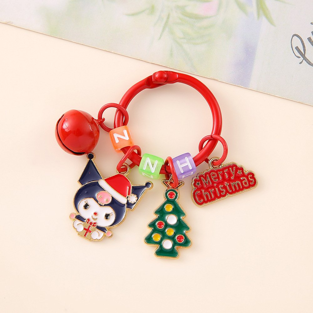 Botu wholesale custom cartoon Christmas Alloy keychain kawaii anime melody kulomui kitty cartoon bag pendant xmas gifts key tag