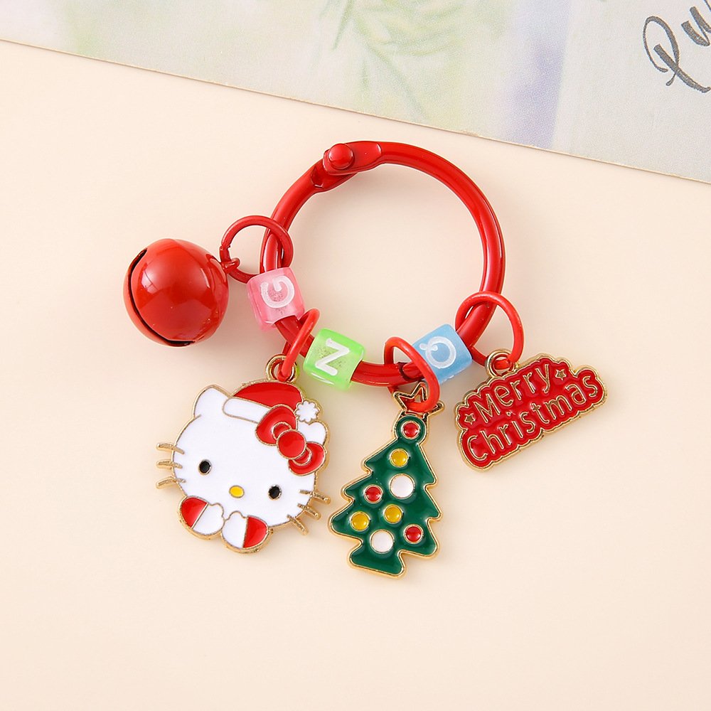 Botu wholesale custom cartoon Christmas Alloy keychain kawaii anime melody kulomui kitty cartoon bag pendant xmas gifts key tag