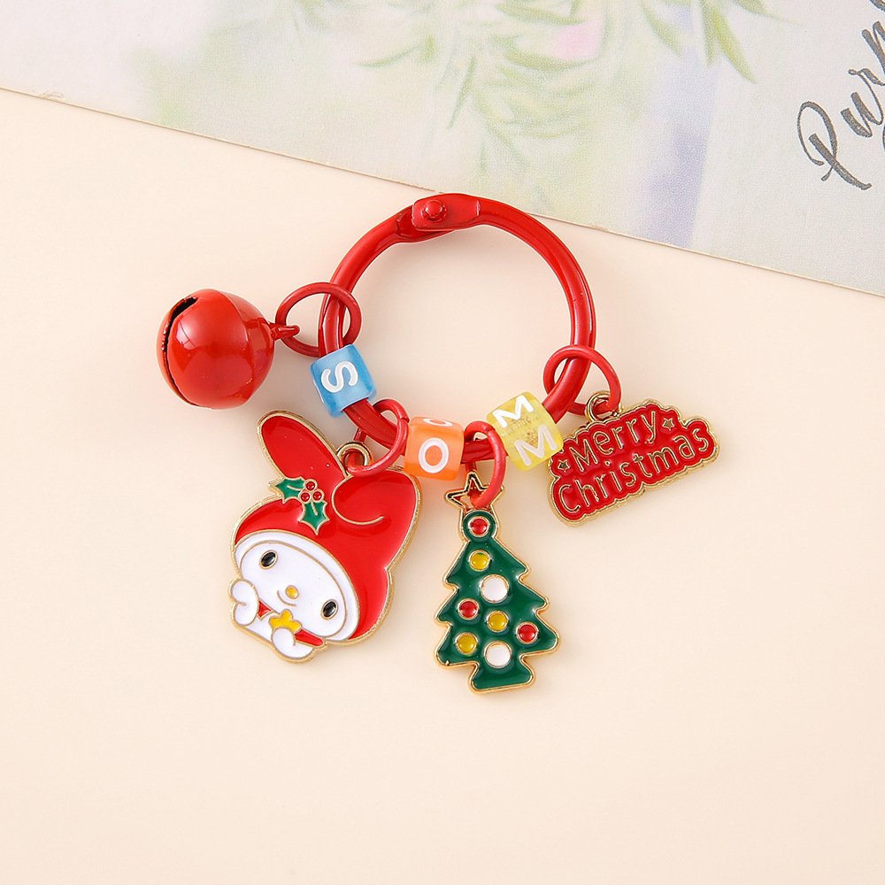 Botu wholesale custom cartoon Christmas Alloy keychain kawaii anime melody kulomui kitty cartoon bag pendant xmas gifts key tag