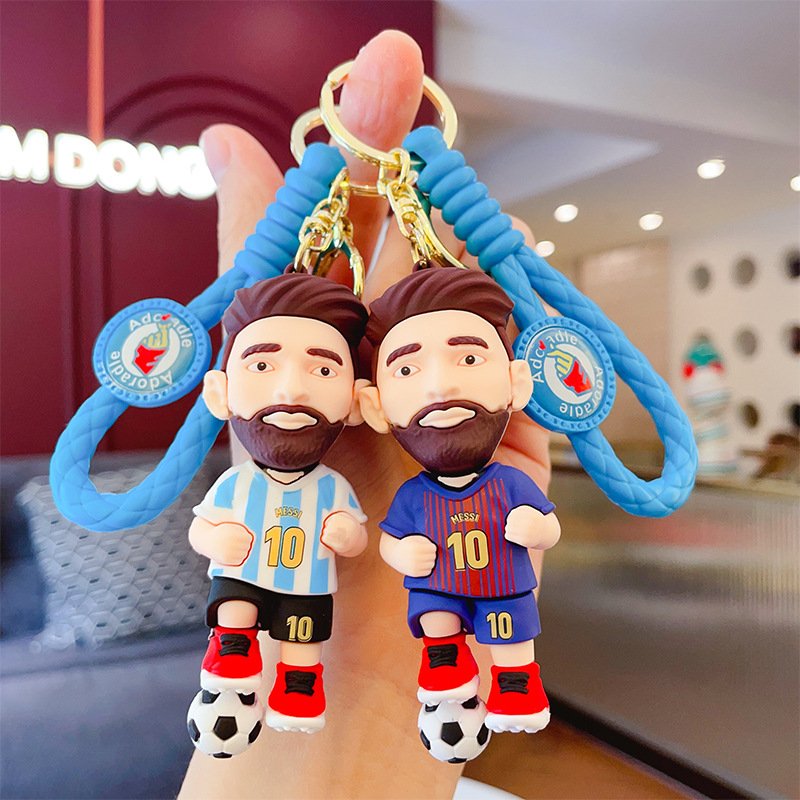 High Quality Football Superstar Messi Keychain Pendant Soft Pvc Keychain car Chain accessories Backpack Pendant Decoration