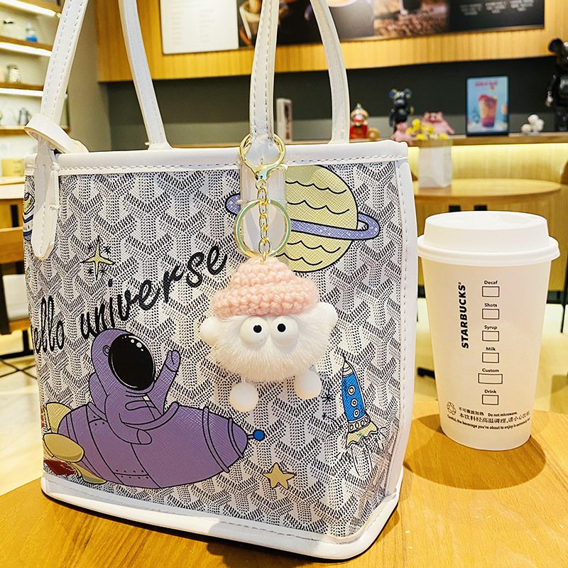 Xun Xin Novelties Mink Fur Ball Fur Car Keychain Korea Cute Cartoon Bag Pendant Plush Key Chains for Women Jewelry Gifts