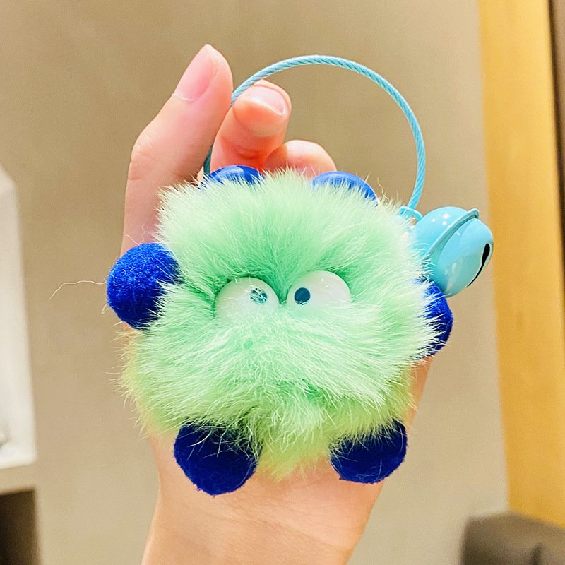 Xun Xin Novelties Mink Fur Ball Fur Car Keychain Korea Cute Cartoon Bag Pendant Plush Key Chains for Women Jewelry Gifts