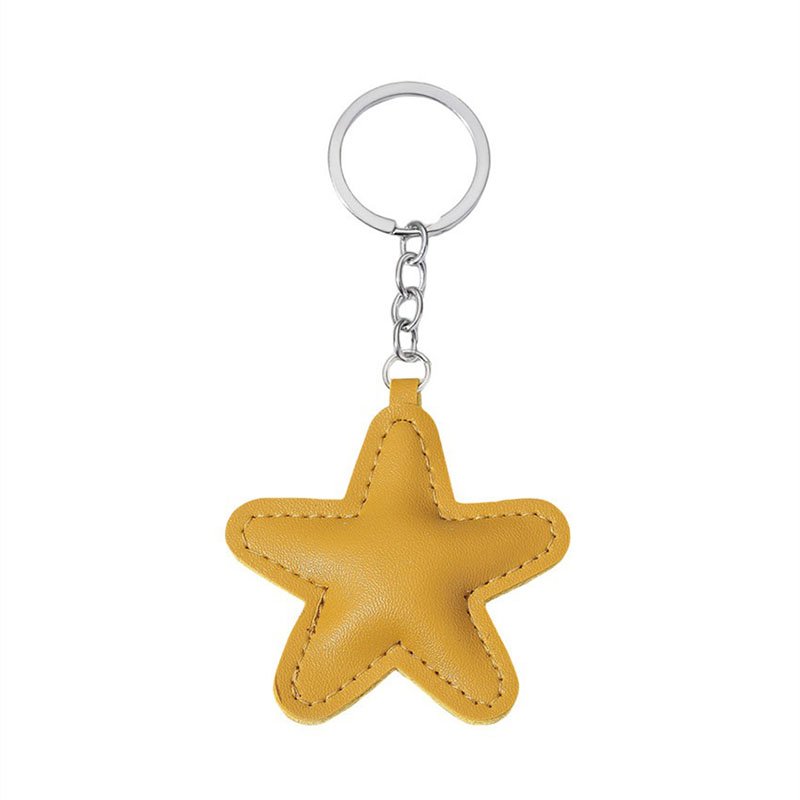 Star Pu Leather Keychain Car Bag Decoration Pendant Accessories Promotional Gift Star Keyring Multicolored Couple's Keychains