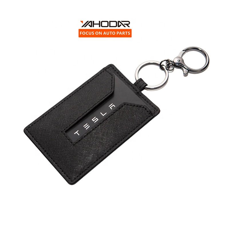 Car Accessories 2024 Car Key Holder Protector Cover For Tesla Model 3 Y S X Cybertruck Key With Chain Set Leather Alloy Case