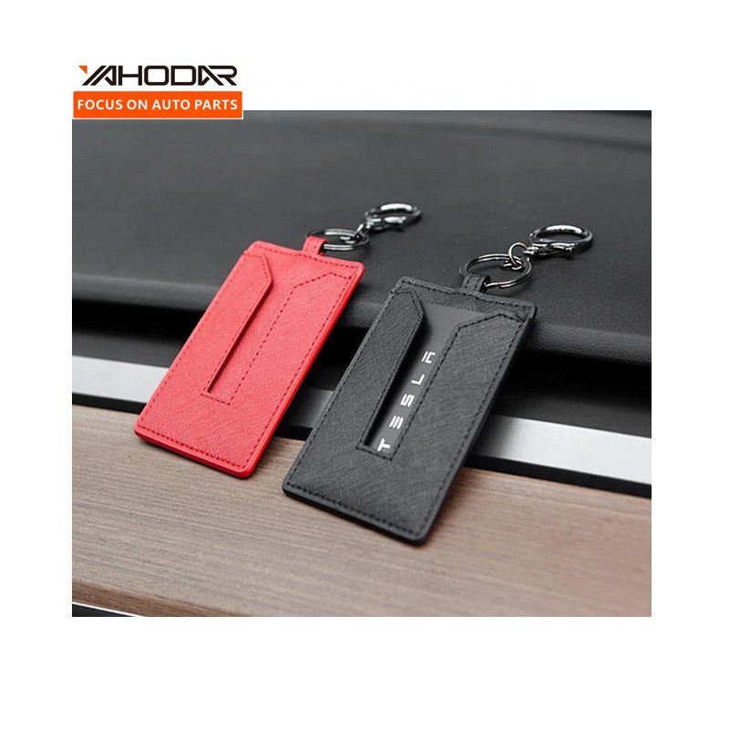 Car Accessories 2024 Car Key Holder Protector Cover For Tesla Model 3 Y S X Cybertruck Key With Chain Set Leather Alloy Case