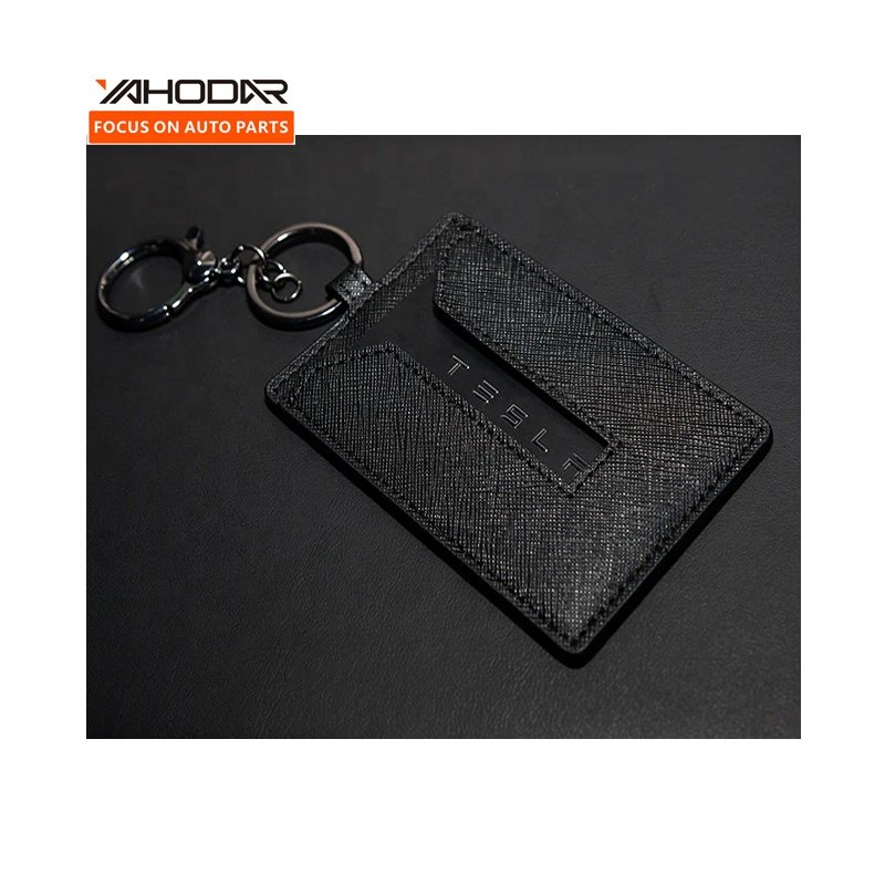 Car Accessories 2024 Car Key Holder Protector Cover For Tesla Model 3 Y S X Cybertruck Key With Chain Set Leather Alloy Case