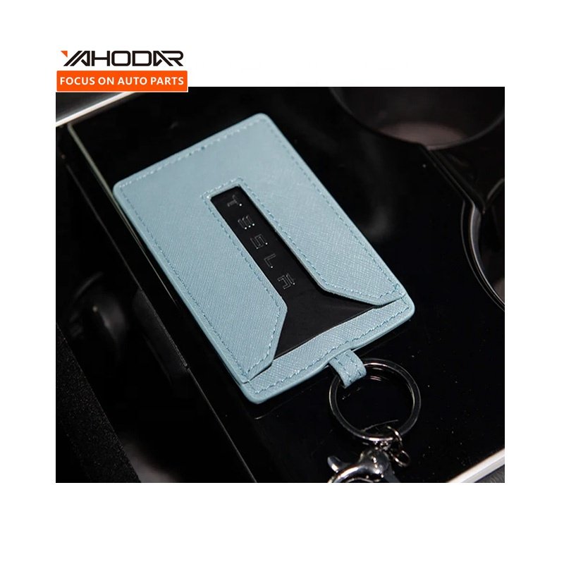 Car Accessories 2024 Car Key Holder Protector Cover For Tesla Model 3 Y S X Cybertruck Key With Chain Set Leather Alloy Case