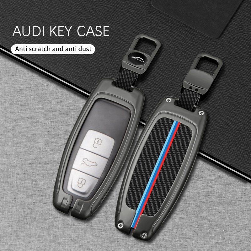 For Key Program Audi Metal Carbon Bag With Star Stop Car Key Case Cover