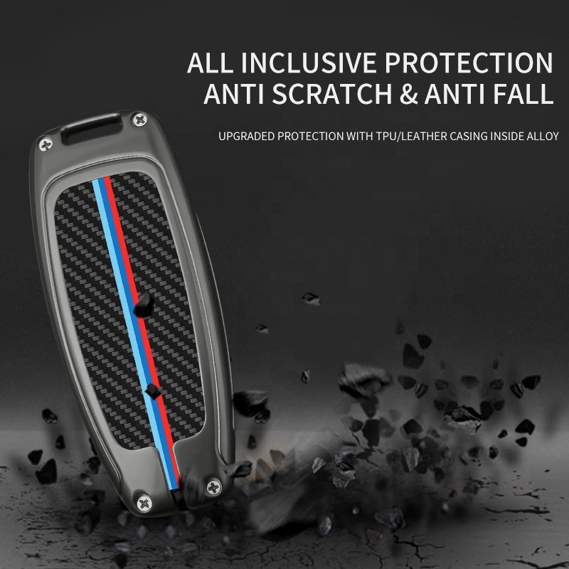 For Key Program Audi Metal Carbon Bag With Star Stop Car Key Case Cover