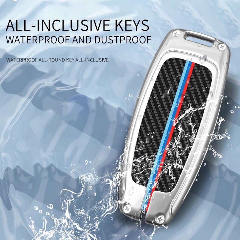 For Key Program Audi Metal Carbon Bag With Star Stop Car Key Case Cover