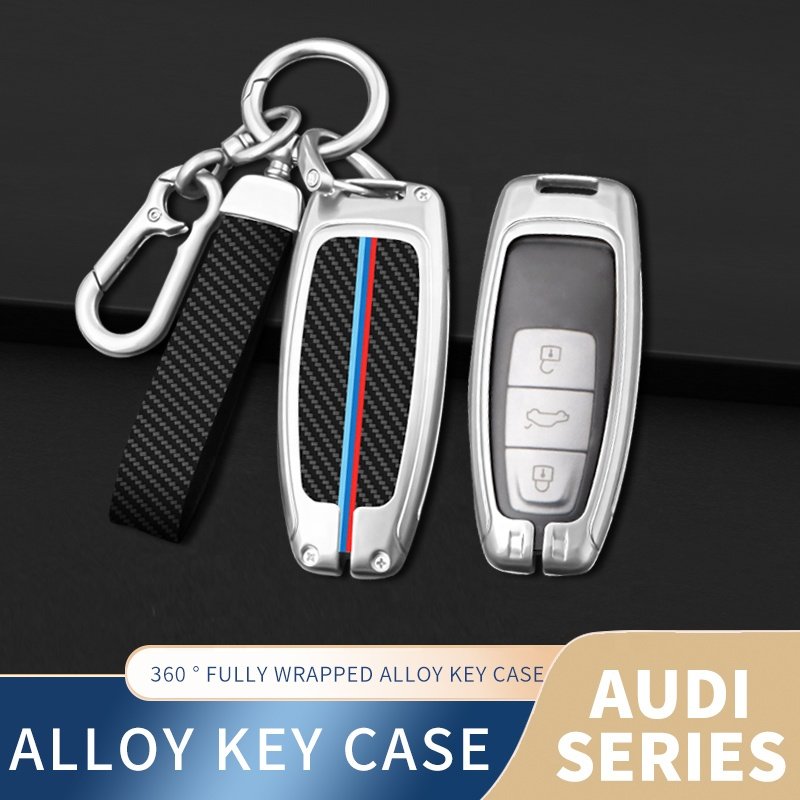 For Key Program Audi Metal Carbon Bag With Star Stop Car Key Case Cover
