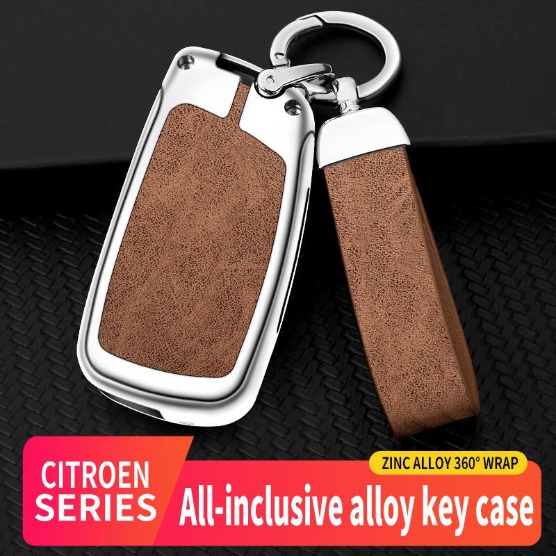 Leather Zinc Alloy Car Flip Key Case Cover For Peugeot Citroen C1 C2 C3 C4 C5 Ds3 Ds4 Ds5 Ds6 Car Custom Logo Auto Accessories