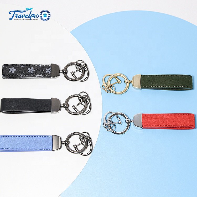 Travelpro Factory Price Wholesale Beautiful Car Key Chains Custom Logo Fancy Printed Leather Keychain