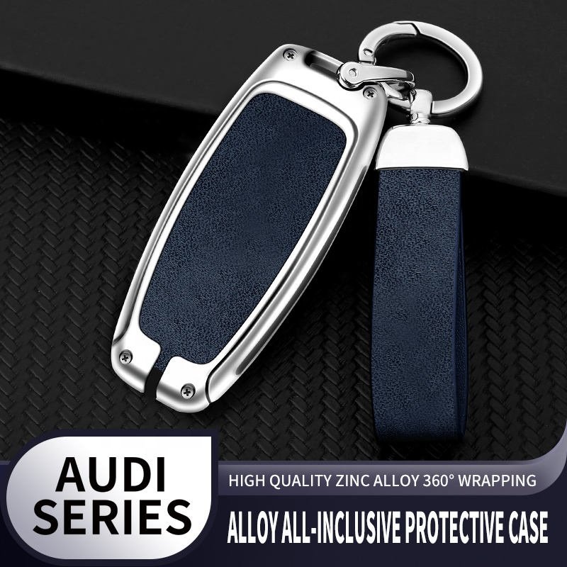 Custom Car Logo Zinc Alloy Leather Car Key Case Cover For Audi A4 B9 A5 A6 8s 8w Q5 Q7 4m S4 S5 Tt Tts Tfsi Keychain Accessories
